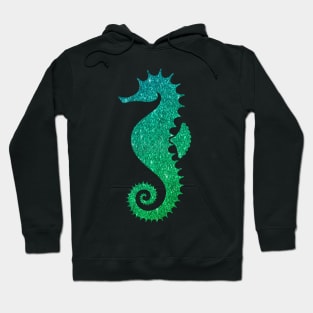 Green Ombre Faux Glitter Seahorse Hoodie